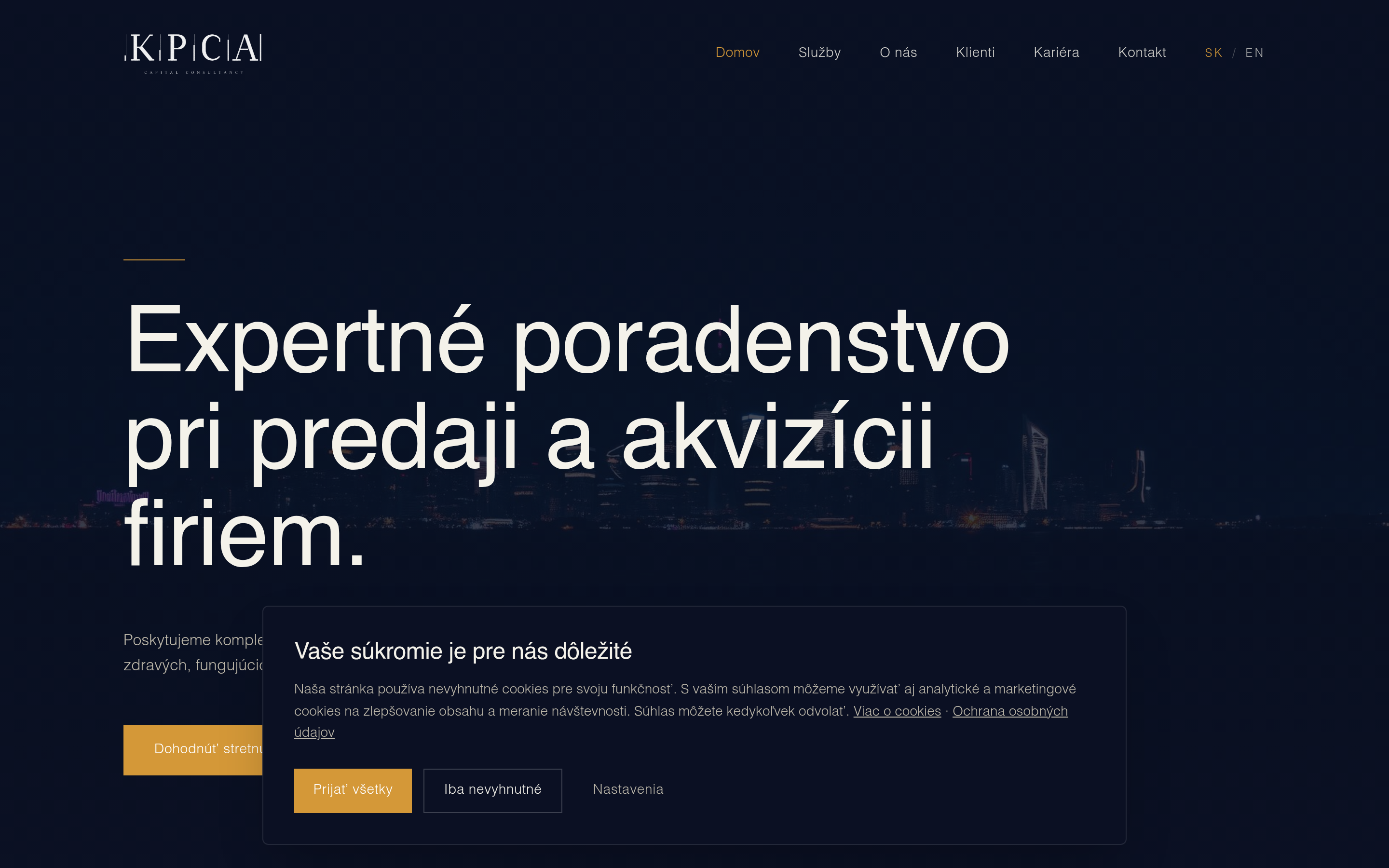 Náhľad webu – Web pre kpca.sk