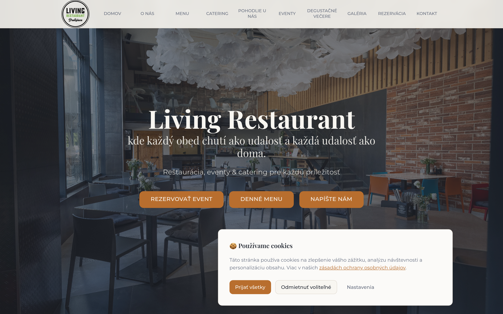 Náhľad webu – Web pre reštauráciu livingrestaurant.sk