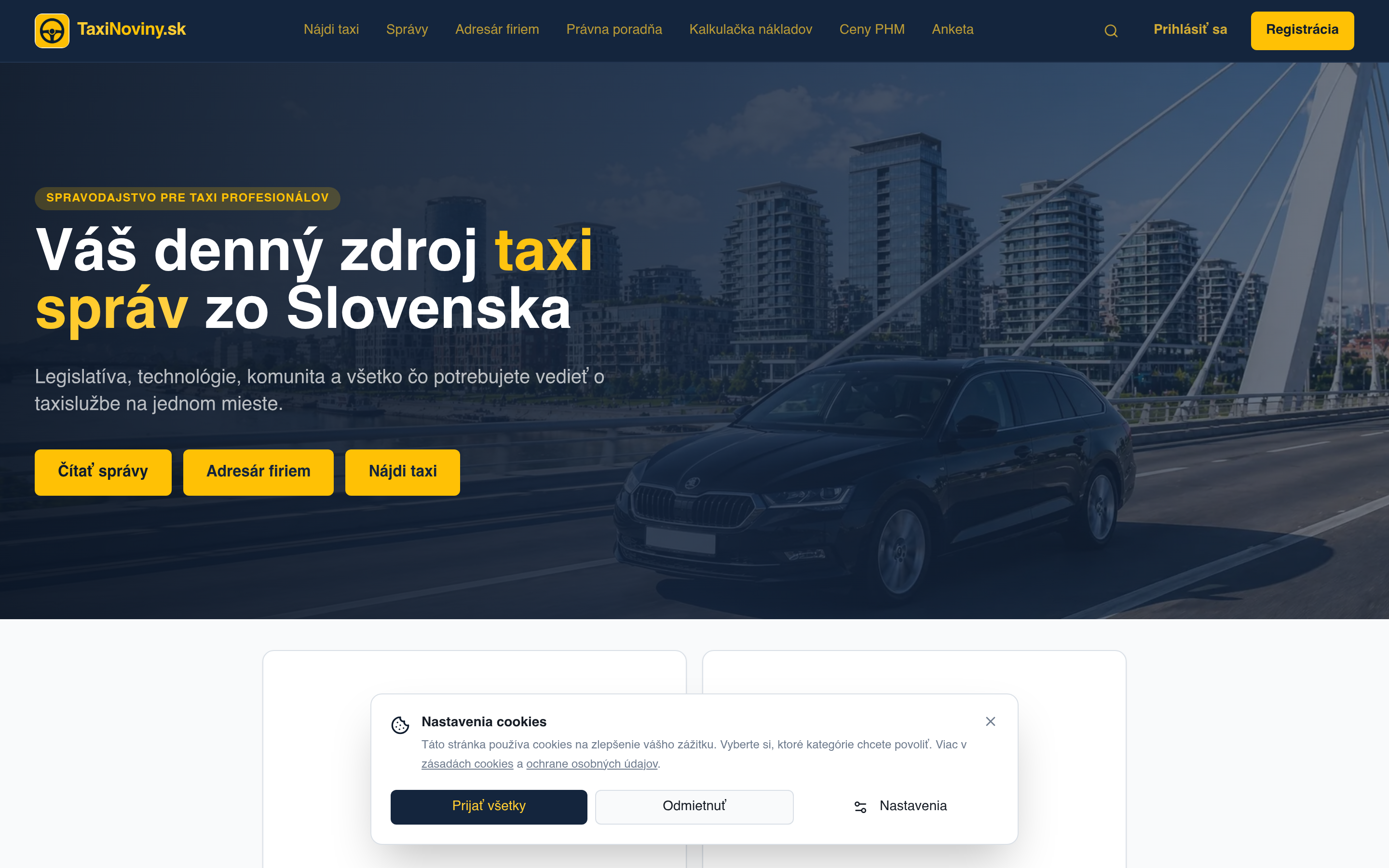 Náhľad webu – Web pre časopis taxinoviny.sk